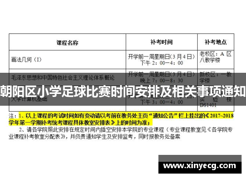 朝阳区小学足球比赛时间安排及相关事项通知